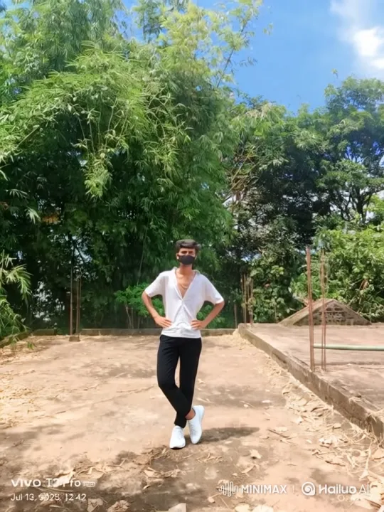 Young Man Boards Helicopter on Patio Amidst Bamboo Forest – AI Generated Video | Hailuo AI