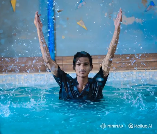 Young Man Swimming with Focused Calmness – AI Generated Video | Hailuo AI