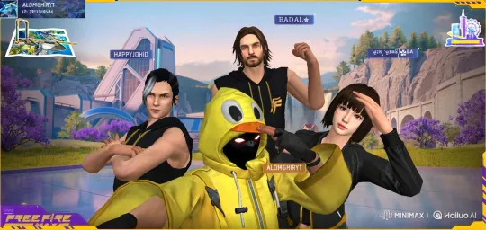 Futuristic Game Avatars Pose in Dynamic Group Photo – AI Generated Video | Hailuo AI