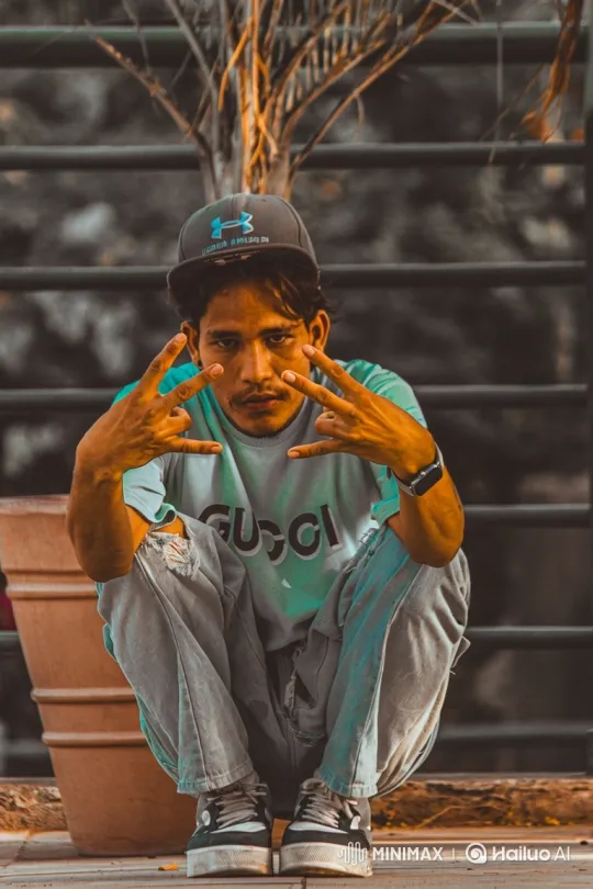 Young Man Performs Slow Gestures in Stylized Light – AI Generated Video | Hailuo AI