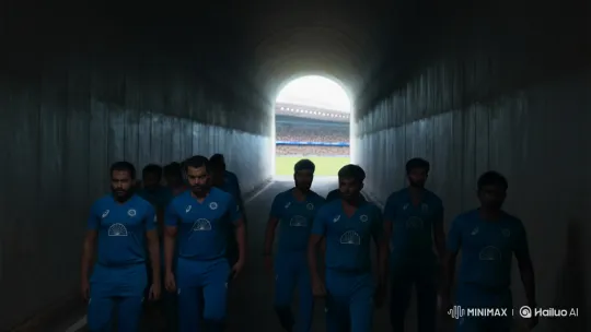 Indian Cricketers' Dramatic Slow-Motion Entrance – AI Generated Video | Hailuo AI