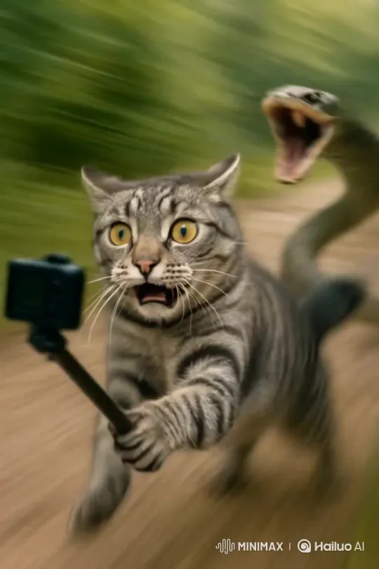 Snake Pursues Cat: A Tense Encounter – AI Generated Video | Hailuo AI