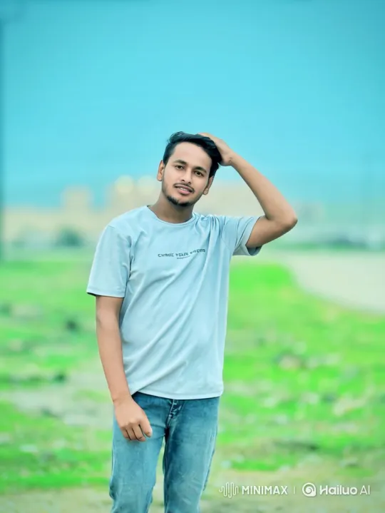 Young Man in Green Field with Gentle Breeze – AI Generated Video | Hailuo AI