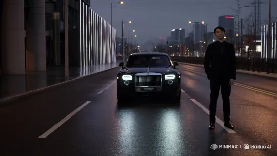 Confident Man Enters Rolls-Royce on City Street – AI Generated Video | Hailuo AI