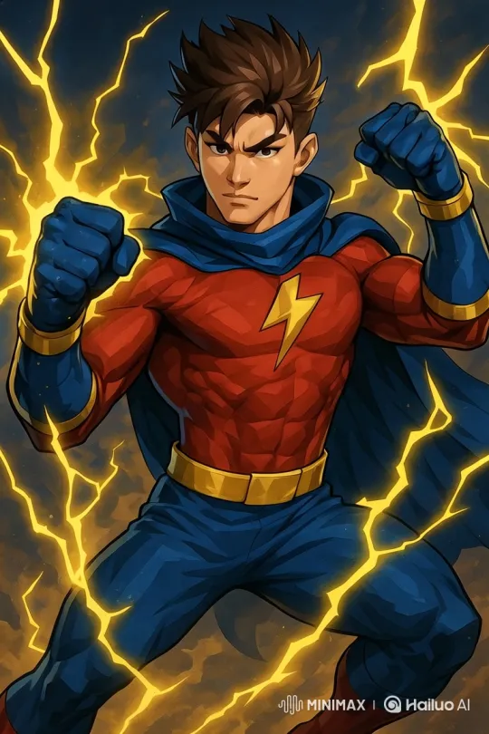 Dynamic Portrait of a Young Superhero with Lightning Powers – AI Generated Video | Hailuo AI