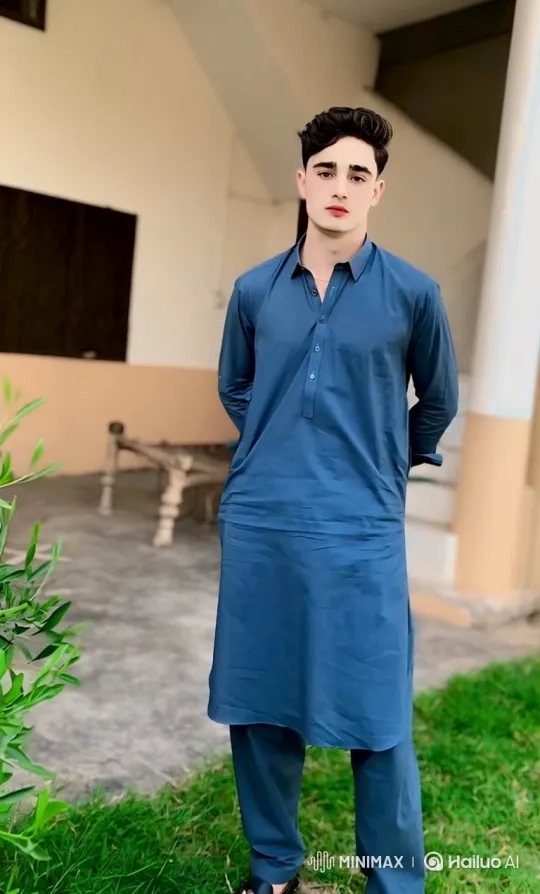 Young Man in Blue Tunic Reflects Outdoors – AI Generated Video | Hailuo AI