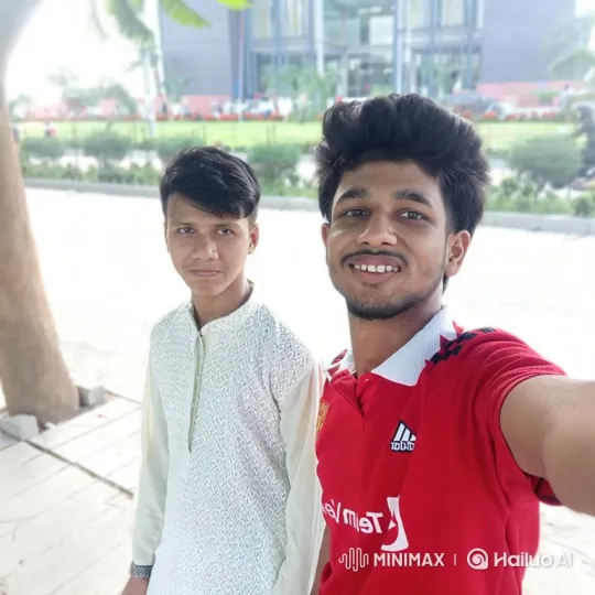 Young Men Taking Candid Selfie Outdoors – AI Generated Video | Hailuo AI
