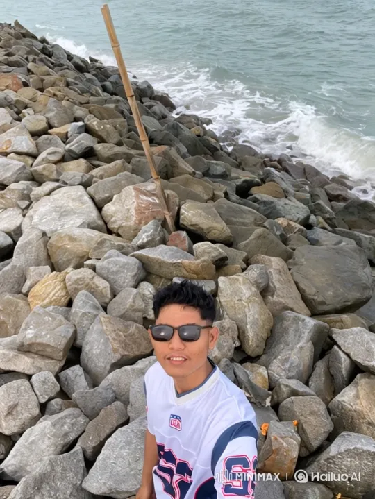 Man Amidst Rocks to Panoramic Earth View – AI Generated Video | Hailuo AI