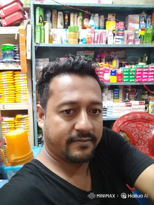 Man in Black T-Shirt Filmed in Busy Shop – AI Generated Video | Hailuo AI