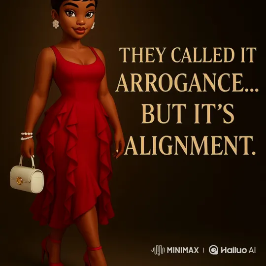 Confident Black Woman Smirks and Strides in Chic Red Dress – AI Generated Video | Hailuo AI