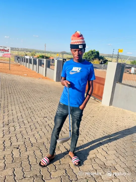 Young Man Displays Confidence with Golf Club Pose – AI Generated Video | Hailuo AI