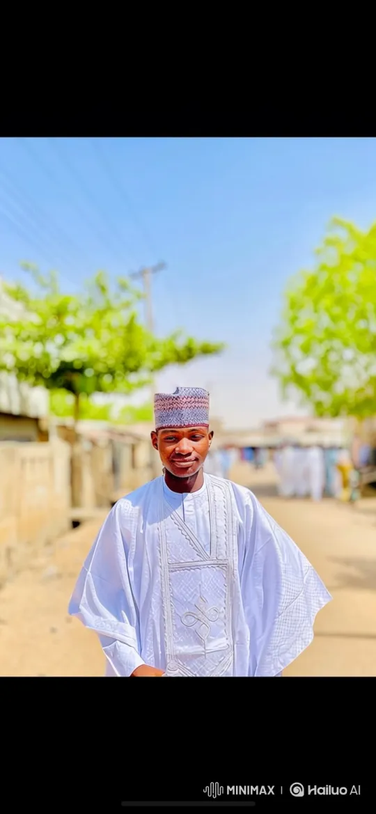 Young Man in White Robe Smiles Gently in Sunny Path Setting – AI Generated Video | Hailuo AI