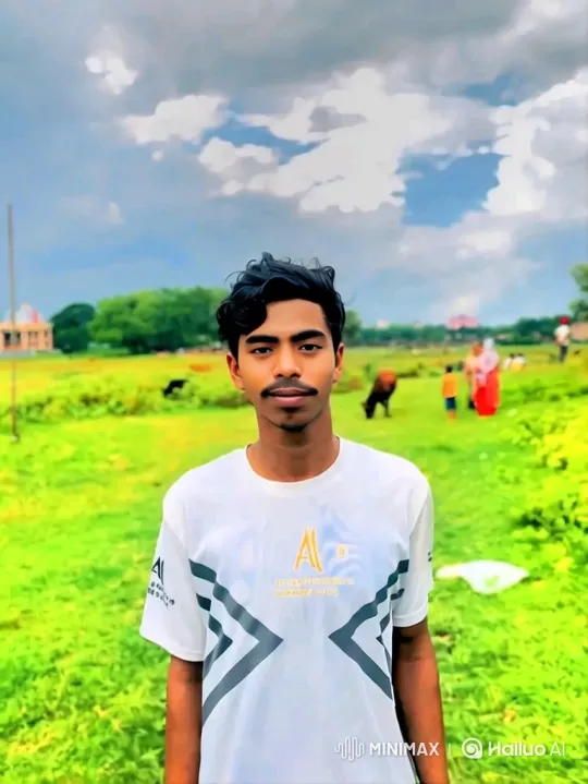 Young Man in Green Field with Sky Background – AI Generated Video | Hailuo AI