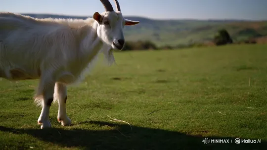 Solitary Goat Grazes in Vast Meadow – AI Generated Video | Hailuo AI
