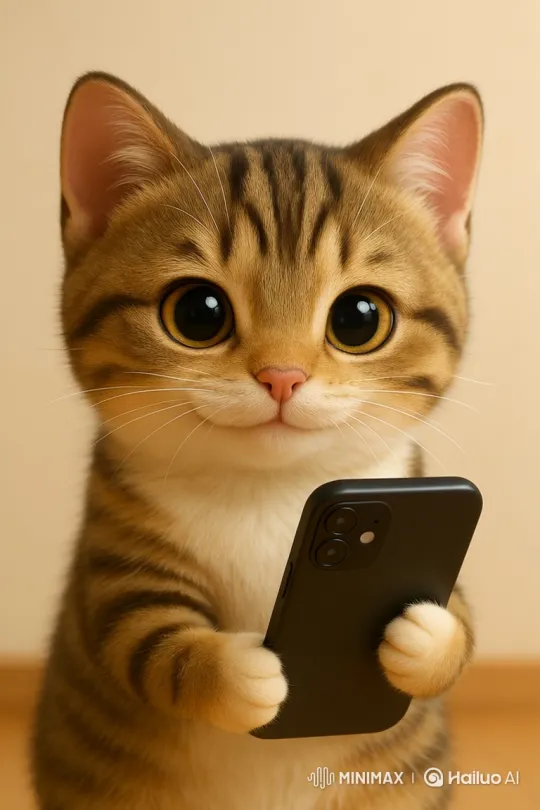 Innocent Cat Caught with Smartphone in Office – AI Generated Video | Hailuo AI