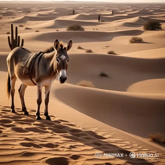 Desert Donkey Hitchhikes in BMW Across Sand Dunes – AI Generated Video | Hailuo AI