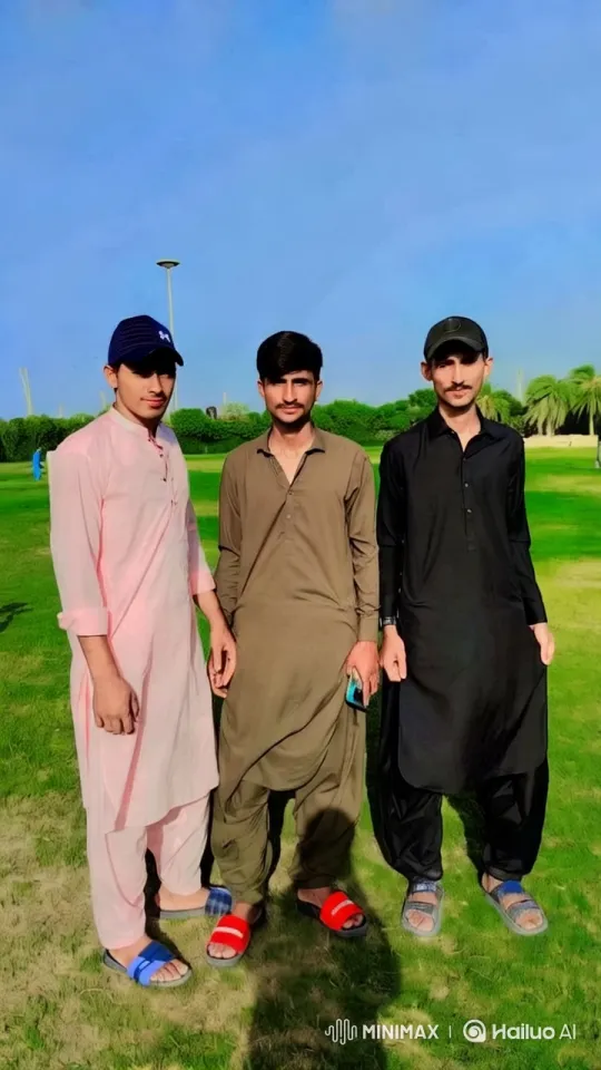 Three Men in Traditional Attire on a Lush Lawn – AI Generated Video | Hailuo AI