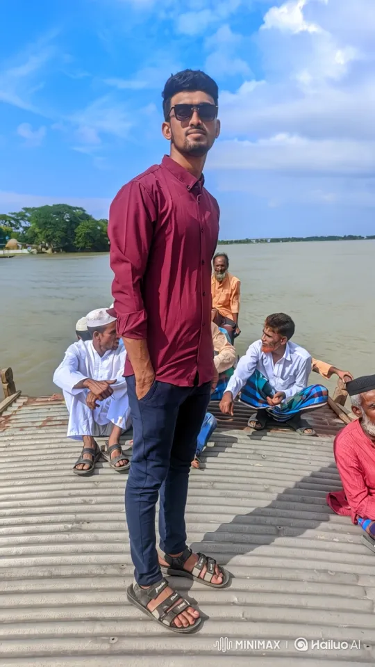 Young Man on Boat Enjoying River Journey – AI Generated Video | Hailuo AI