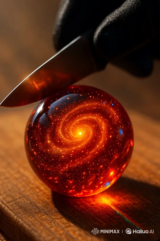 Cosmic Sphere Sliced to Reveal Glowing Nebula – AI Generated Video | Hailuo AI