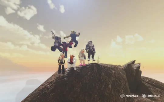 Characters on Mountain to Earth from Space Panorama – AI Generated Video | Hailuo AI