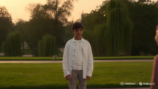 Thoughtful Boy and Pakistani Girl Share a Quiet Moment in Golden Hour Park – AI Generated Video | Hailuo AI