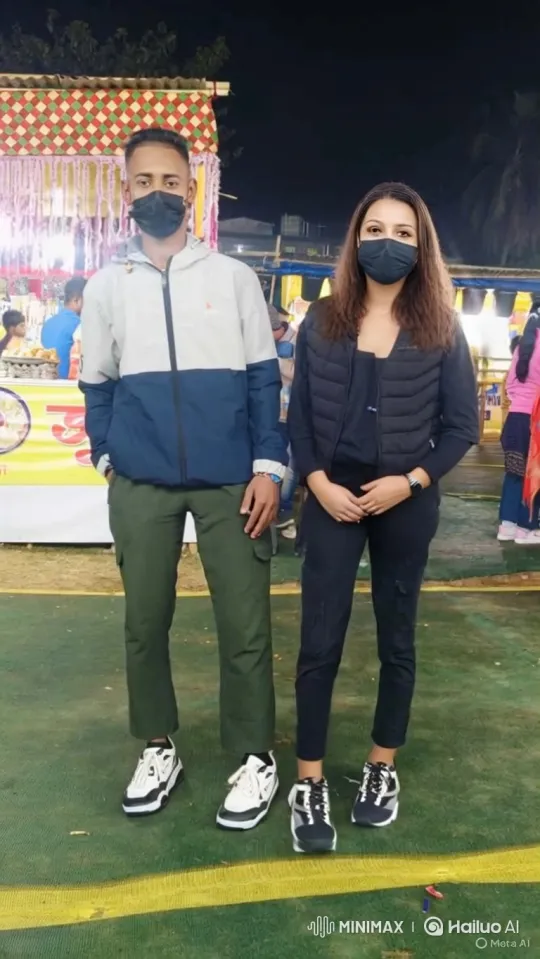 Nighttime Outdoor Event with Masked Man and Woman – AI Generated Video | Hailuo AI