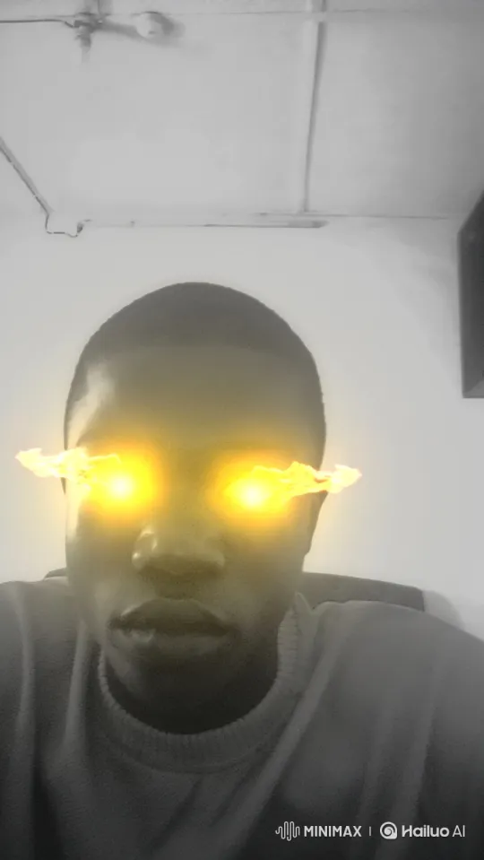 Mysterious Person's Fiery Eyes Ignite in Black and White Video – AI Generated Video | Hailuo AI