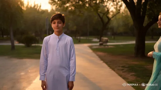 Pakistani Girl Meets Boy in Golden Hour Park Scene – AI Generated Video | Hailuo AI