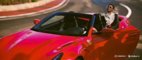 Red Convertible Driver Prepares for Track Drive – AI Generated Video | Hailuo AI
