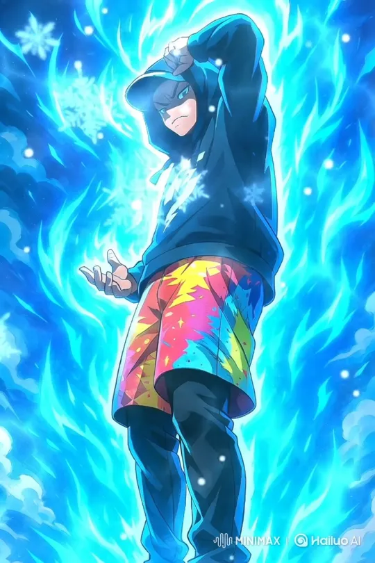 Powerful Anime Character with Fiery Aura and Determined Gaze – AI Generated Video | Hailuo AI