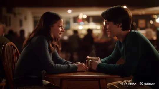 Young Couple's Romantic Moment in a Cozy Cafe – AI Generated Video | Hailuo AI