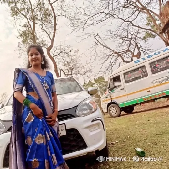 Woman in Blue Walks in Field, Minibus Drives Away – AI Generated Video | Hailuo AI