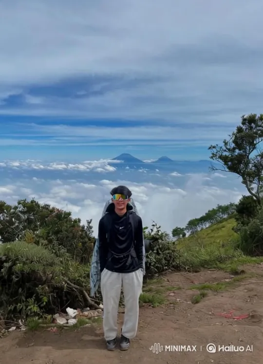 Man on Mountain Peak to Earth From Space Montage – AI Generated Video | Hailuo AI