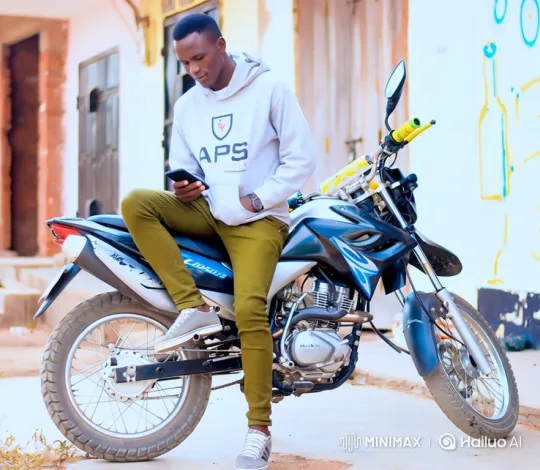 Young Man Enjoying Moment with Motorcycle and Smartphone – AI Generated Video | Hailuo AI