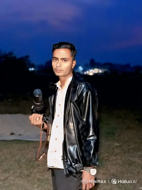 Young Photographer Capturing Dusk in a Field – AI Generated Video | Hailuo AI