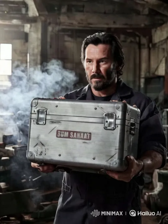 Man Examines 'SUM SANAAT' Box with Intense Satisfaction – AI Generated Video | Hailuo AI