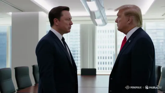 Elon Musk Slaps Donald Trump in Conference Room Setting – AI Generated Video | Hailuo AI