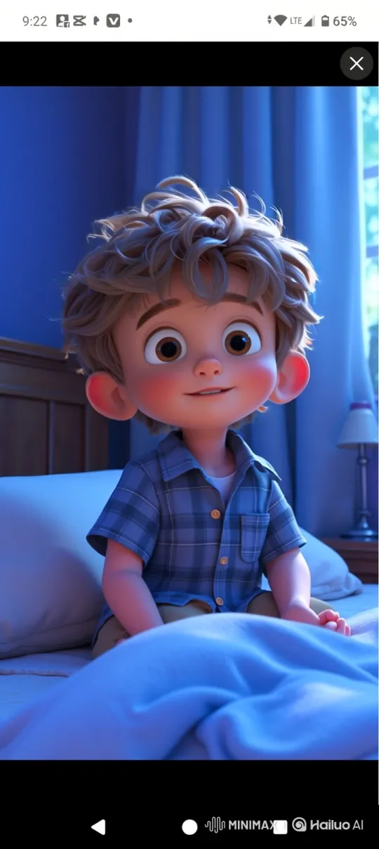 3D Animated Boy in Bed: A Serene Moment of Childhood Contentment – AI Generated Video | Hailuo AI
