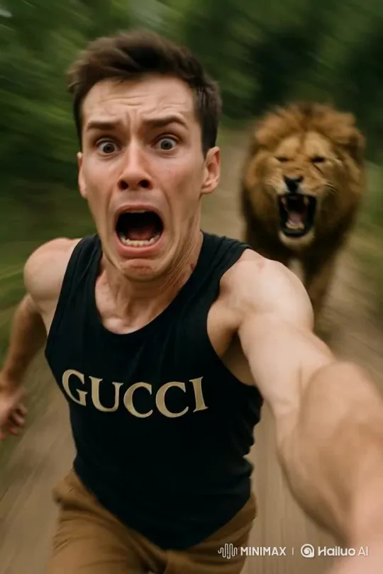 Attempt to Protect a Lion with a Poncho – AI Generated Video | Hailuo AI