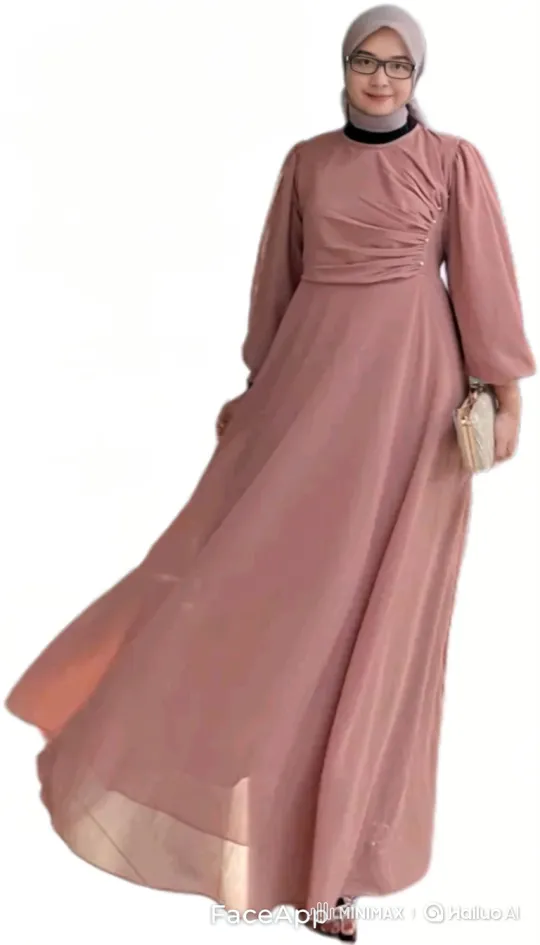Elegant Woman in Dusty Pink Gown Walking Gracefully – AI Generated Video | Hailuo AI