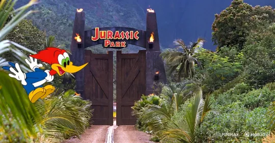 Jurassic Park Gates with Animated Woody Woodpecker – AI Generated Video | Hailuo AI