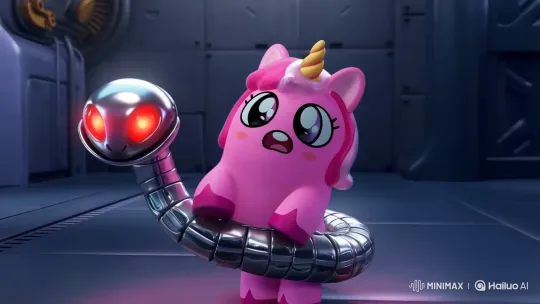 Metallic Snake Robot Hypnotizes Toy Unicorn – AI Generated Video | Hailuo AI