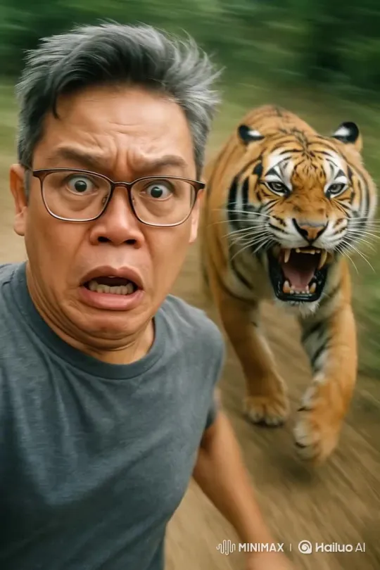 Tiger Pursues Individual – AI Generated Video | Hailuo AI