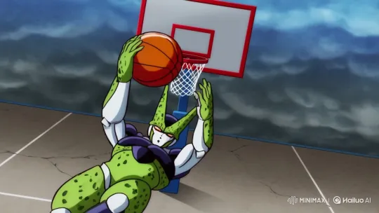 Perfect Cell Destroys Basketball Hoop with Slam Dunk – AI Generated Video | Hailuo AI