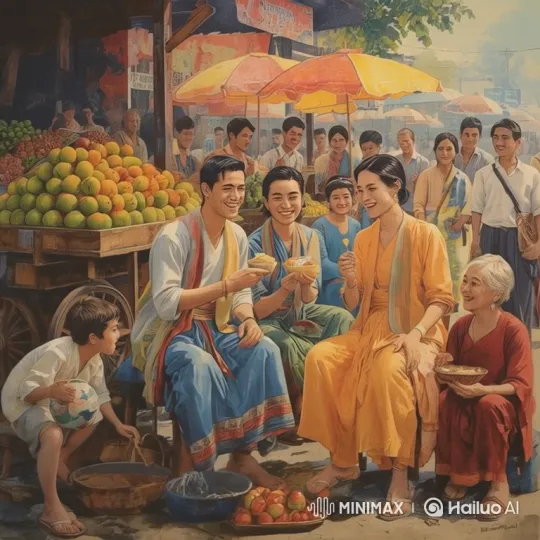 Cristiano Ronaldo and Neymar Enjoy Local Burmese Breakfast in Bustling Market – AI Generated Video | Hailuo AI