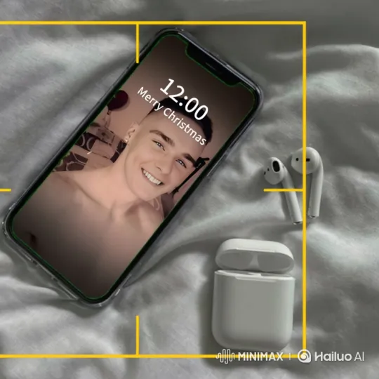 Christmas Greetings on a Smartphone with Earbuds – AI Generated Video | Hailuo AI