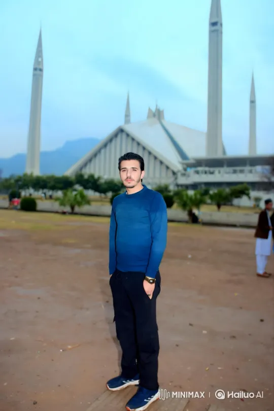 Young Couple Poses in Courtyard with Modern Building – AI Generated Video | Hailuo AI