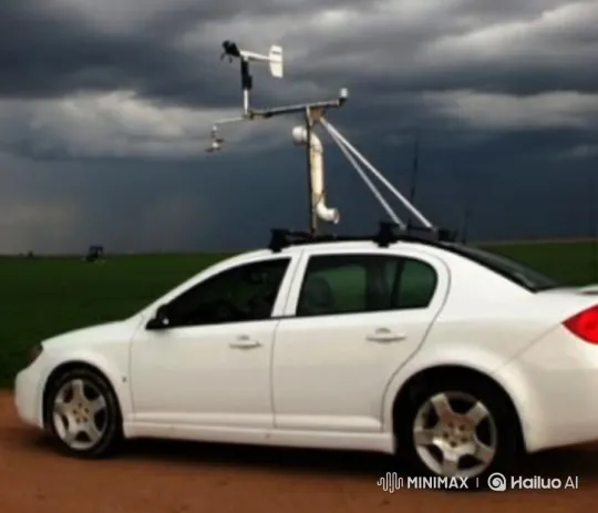 White Chevy Cobalt Tornados Away Amid Storm Chase – AI Generated Video | Hailuo AI
