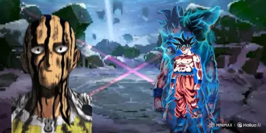 Goku vs. Saitama: Epic Showdown in a Dark Landscape – AI Generated Video | Hailuo AI