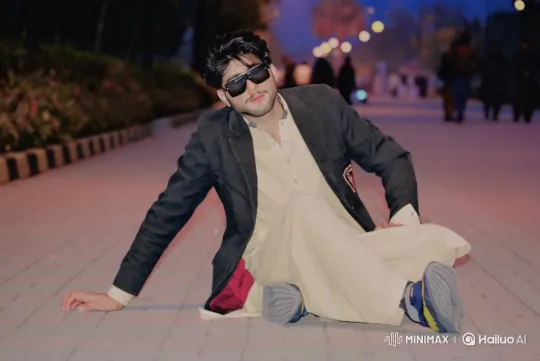 Stylish Young Man Poses on Walkway at Dusk – AI Generated Video | Hailuo AI